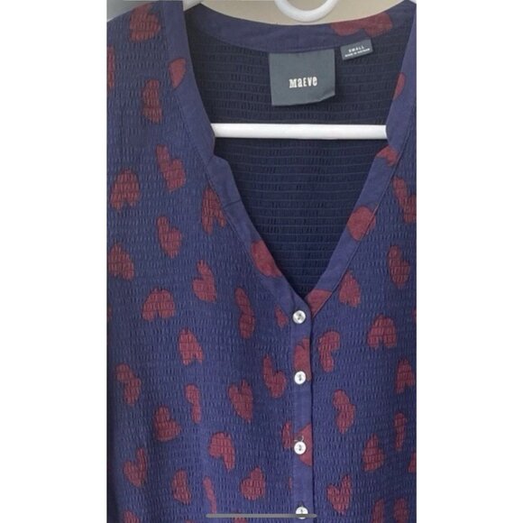 Anthropologie Maeve Women's XSmall Long Sleeve Smocked Heart Mini Dress - Picture 10 of 11